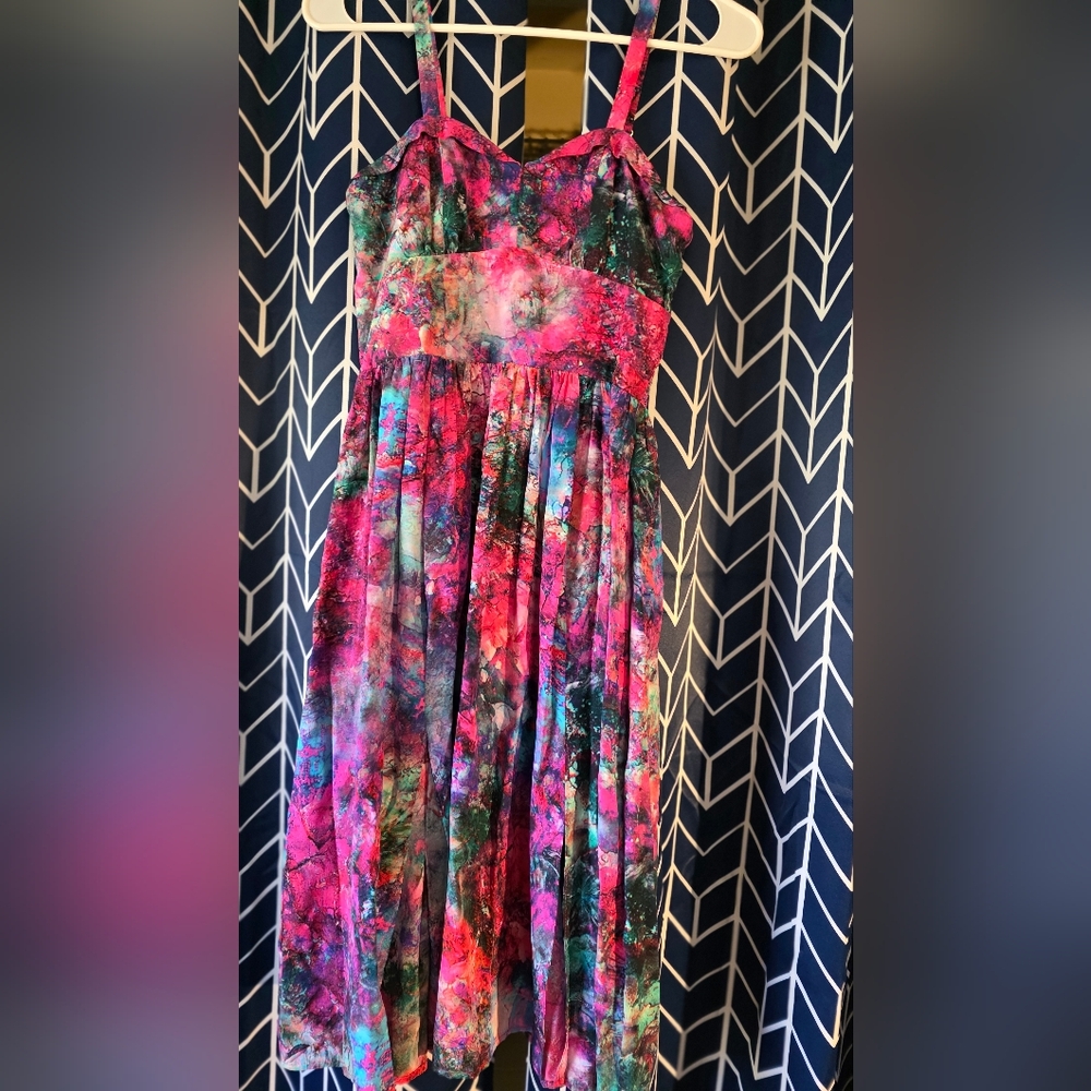 Amanda Uprichard Pink, Teal & Purple Printed Top